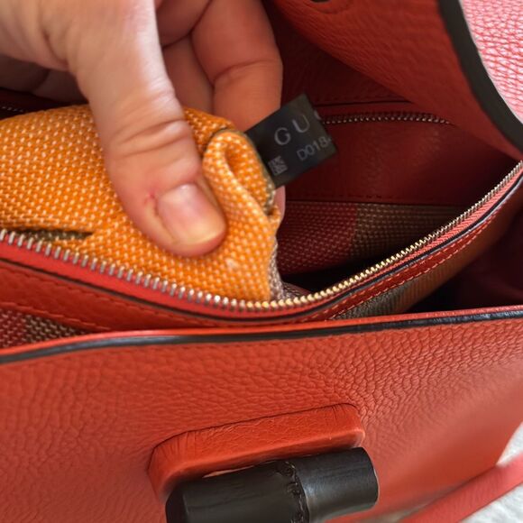 Gucci Bamboo Leather Top Handle Daily Bag Orange leather - Picture 13 of 16